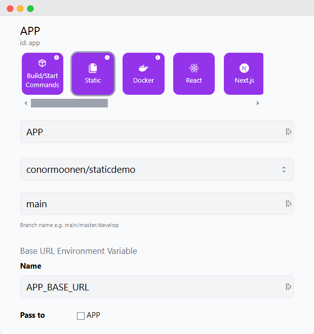 Static Service Configuration