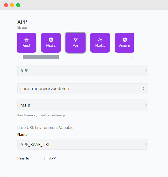 Vue Service Configuration